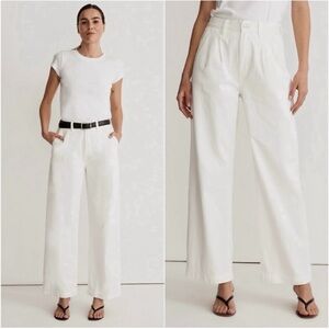 Madewell Jeans The Harlow Wide-Leg Baggy Straight in Tile White 33 NWT New